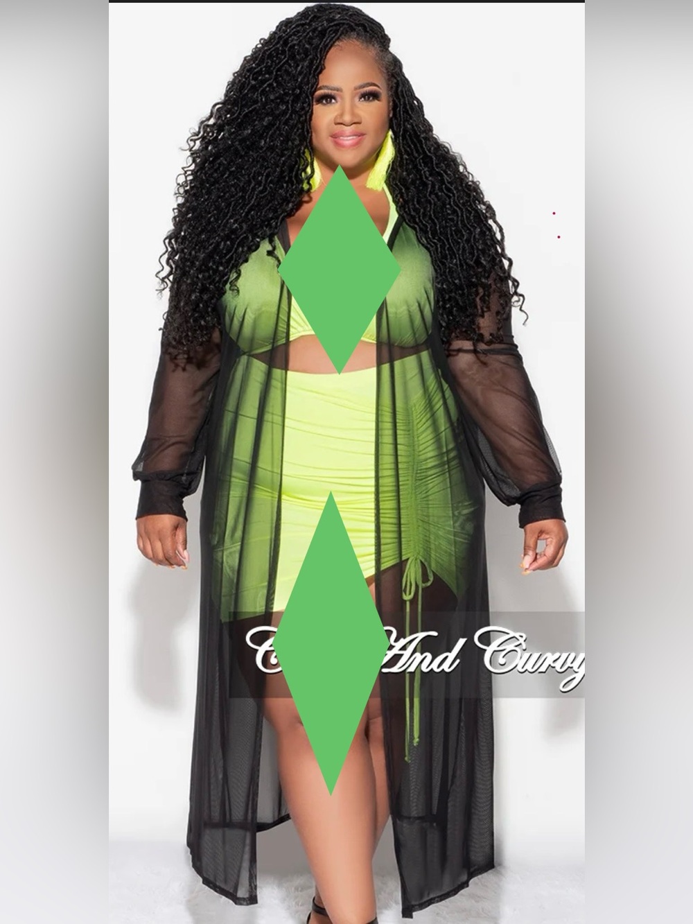 Chic and curvy Mesh Duster in black 3X. Not opened still in original packaging.